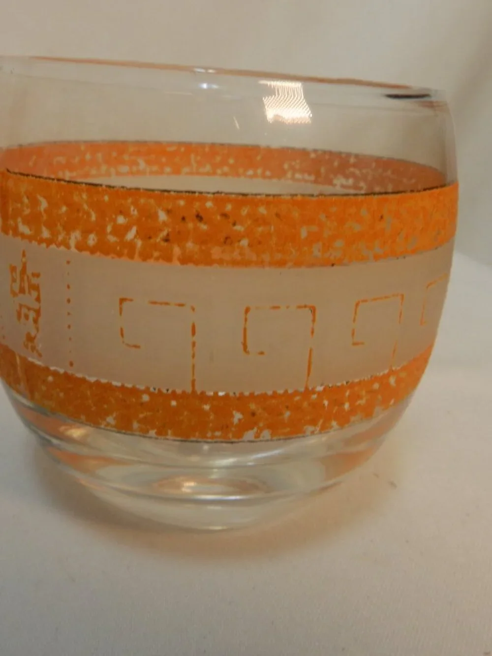 Royal Hickman Vintage Set 4 Fox Hunt Old Fashioned Rock Glasses orange frosted